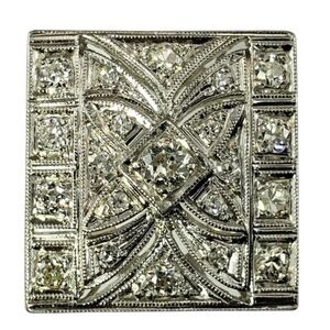 Platinum and Diamond Tile Ring with Milgrain Edges Size 6.5 #18860